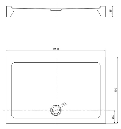 Поддон для душа Black&White Stellar Wind Easy Plumb RS-0812H 80x120 прямоугольный