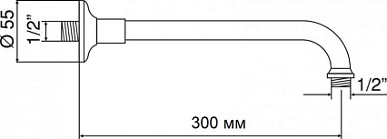 Кронштейн для душа Cezares CZR-U-TDA-30-03/24 300 мм, золото