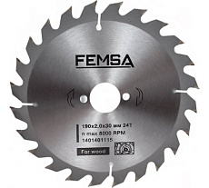 Диск пильный по дереву ST 190x2x30 мм, 24T FEMSA 1401401115