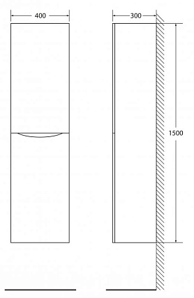 Шкаф пенал BelBagno Fly/Marino 40 R FLY-MARINO-1500-2A-SC-CO-P-R Crema Opaco