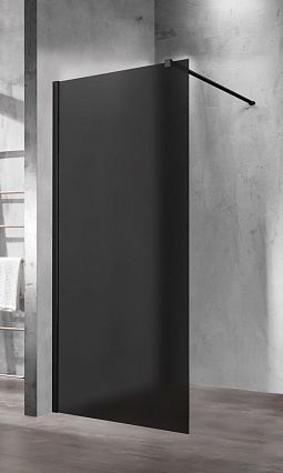 Душевая перегородка Vincea Волк-Ин (Walk-In) VSW-1H100GFB 100x200 черный матовый, матовое тонированное