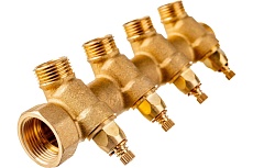 Коллектор Uni-Fitt НВ 3/4", 4х1/2", Н 40 мм, с вентилями 400G3240