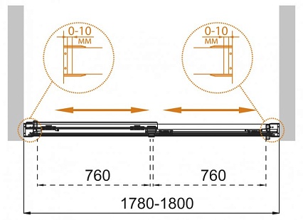 Шторка для ванны Cezares TANDEM-SOFT-VF-2-180/145-C-Cr-IV 180x145 прозрачная