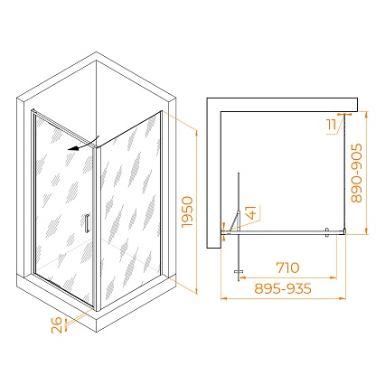 Душевой уголок RGW Stilvol SV-135B 90x90 прозрачное, черный 703213599-14