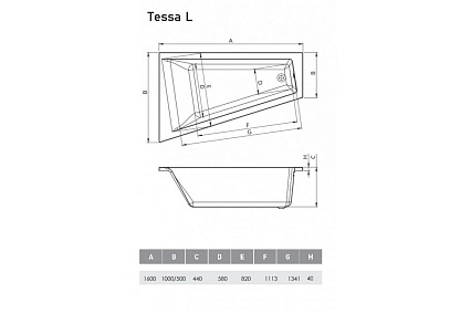 Акриловая ванна Vayer Tessa 160x100 см L