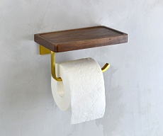Держатель туалетной бумаги Bronze De Luxe Forest 10705G с полочкой, матовое золото