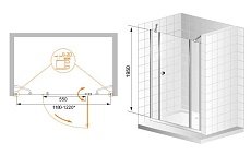 Душевая дверь Cezares ELENA-W-B-13-30+60/30-C-Cr 120x195, прозрачная