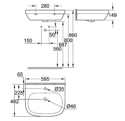 Раковина Grohe Euro Ceramic 60 см