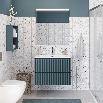 Мебель для ванной BelBagno Uno 80 см Голубой матовый