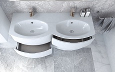 Мебель для ванной Cezares Vague 138 см, двойная раковина Bianco lucido