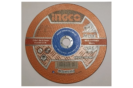 Круг отрезной 41 A 30 RBF Metal/Inox 230x1.9x22 мм Ingco MCD302303