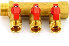 Коллектор Tiemme НВ 3/4', 3х1/2'х16 Н, 36 мм, с кранами 1820001