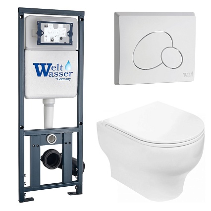 Комплект Weltwasser 10000010374 унитаз Erlenbach 004 GL-WT + инсталляция Marberg 410 + кнопка Mar 410 RD GL-WT