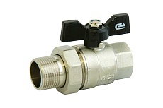 Шаровой кран для воды ONDO 1/2&quot;, с накидной гайкой, бабочка, никель ONASM012