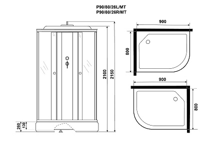 Душевая кабина Niagara Promo P90/80/26L/MT 90x80 стекло матовое, без г/м, L