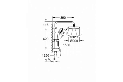 Душевая стойка Grohe Tempesta Cosmopolitan 200 27394002