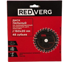 Диск пильный твердосплавный по ламинату (160х20/16 мм; 48 зубьев) Redverg 6621250