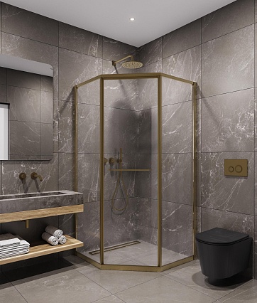 Душевой уголок Timo TTSS-100/17C-8R 100x100 правый, прозрачный, матовое золото