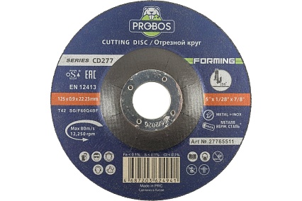 Круг отрезной FORMING CD277 metal&Inox T42, 125x0.9x22.23 PROBOS 27765511