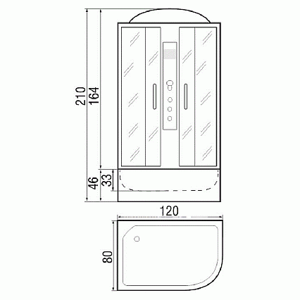 Душевая кабина River Nara 120/80/44 МТ 120x80 белый, матовое, L