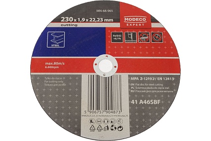 Диск для резки металла 230x1.9x22.23 мм, плоский MODECO MN-68-965