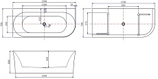 Акриловая ванна Allen Brau Priority 2.31004.21B 170x78 белый матовый, R