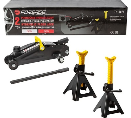 Домкрат Forsage подкатной 2т. h min 130мм, h max 330мм. с комплектом аксессуаров F-TH12074(6308)