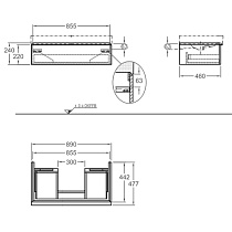 Тумба с раковиной Geberit iCon 90 см 1 ящик, белый глянец