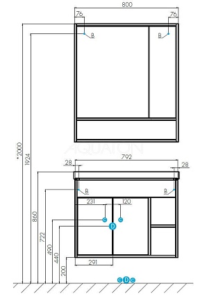 Зеркальный шкаф Акватон Флай 80 см 1A237702FAX10 дуб крафт