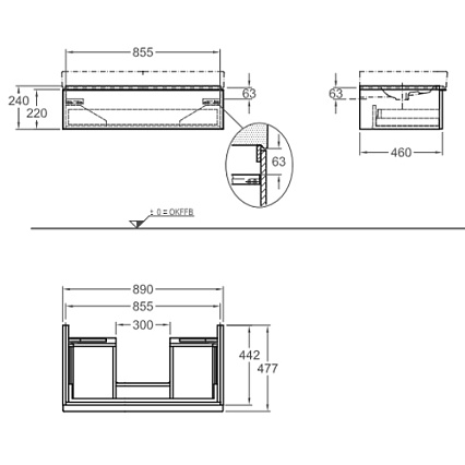 Тумба с раковиной Geberit iCon 90 см 1 ящик, белый глянец