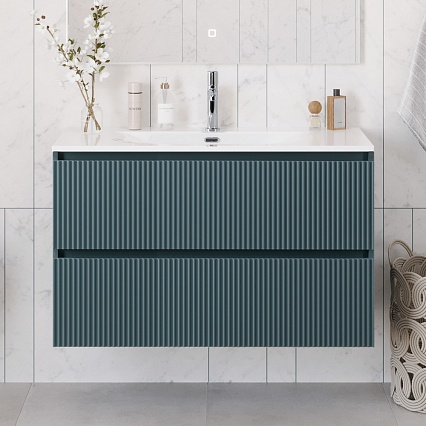 Мебель для ванной BelBagno Uno 100 см Голубой матовый