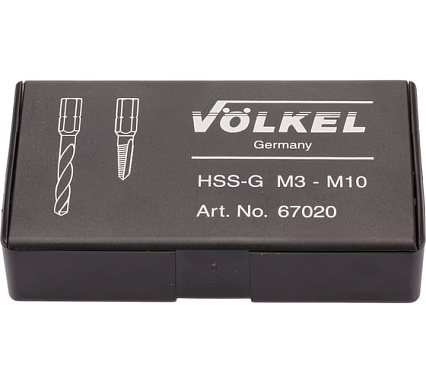 Набор метчиков для шуруповерта VOLKEL M3-M10 HSS-G (+ сверла) 13пр V67020