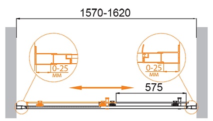Душевая дверь Cezares MOLVENO-BF-1-160-C-GM-IV 160x195, прозрачная, оружейная сталь