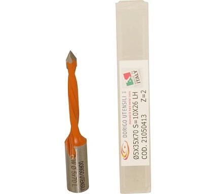 Сверло для сквозных отверстий DORIGO HW Ø5x35x70 S=Ø10x26 Z=2 LH 21050413
