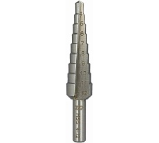 Сверло ступенчатое HSS 4-12х65 мм, 9 ступеней, хвостовик 6 мм Heller 22605