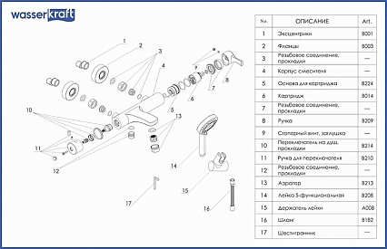 Смеситель для ванны WasserKRAFT Berkel 4801 с душем