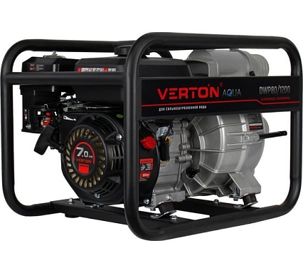 Мотопомпа для сильнозагрязненной воды Verton DWP 80/1200, 7л.с/212см3,80мм/3", 1200л/мин, 72м3/ч, h8м/26, d30мм 01.17548.17554