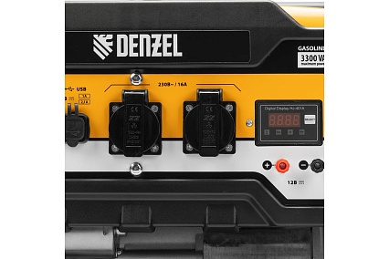 Бензиновый генератор Denzel PS-33E, 3,3 кВт, 230В, 15 л, электростартер 94537