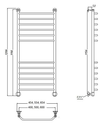 Полотенцесушитель водяной Aquanet Fiona(г) 40x120 см