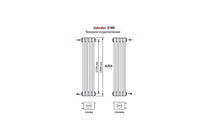 Радиатор Zehnder STOCK Charleston 3180/10 №1270, 3/4 RAL 9217