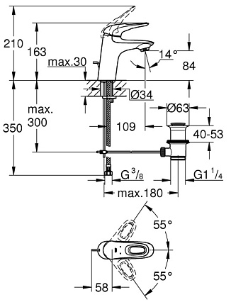 Смеситель для раковины Grohe Eurostyle 2015 23564003