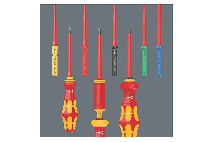Набор насадок с отвёрткой-битодержателем WERA Kraftform Kompakt VDE 7 Universal 1 Tool Finder 7 предметов WE-006600