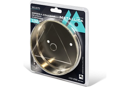 Коронка алмазная 132x55 мм, #80, по стеклу и плитке METALLICA Optima 901670