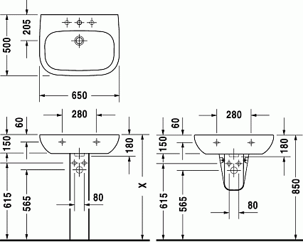 Раковина Duravit D-Code 65