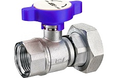 Шаровой кран FAR 1&quot;х1 1/2&quot;, хром, с накидной гайкой, синяя ручка FS 3060 1B
