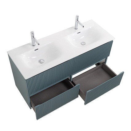 Тумба с раковиной BelBagno Uno 120 см, 4 ящика, Голубой матовый