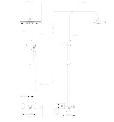 Душевая стойка Wonzon&Woghand WW-AE33110-MB черный матовый