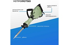 Бетонолом / отбойный молоток электрический для долбления Electrolite ОМ-65/65 EL 2200 Вт, 65 Дж, металлический корпус, пика и лопатка в комплекте, кейс 2479