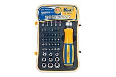 Реверсивная отвертка с битами и головками 45 предмета Kraft KT 700407