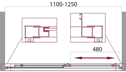 Душевая дверь BelBagno Unique 110/125x190 прозрачная